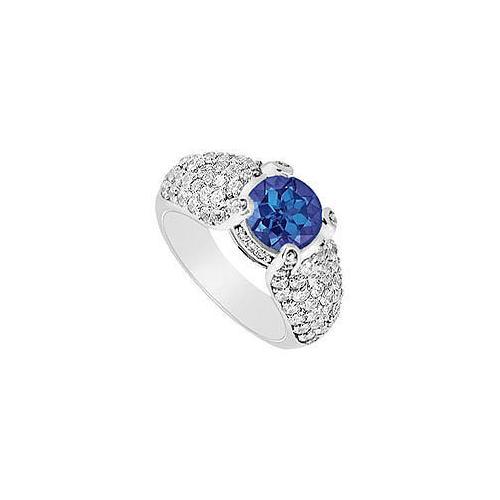 Sapphire and Diamond Engagement Ring in 14K White Gold 2.00 CT TGW-JewelryKorner-com