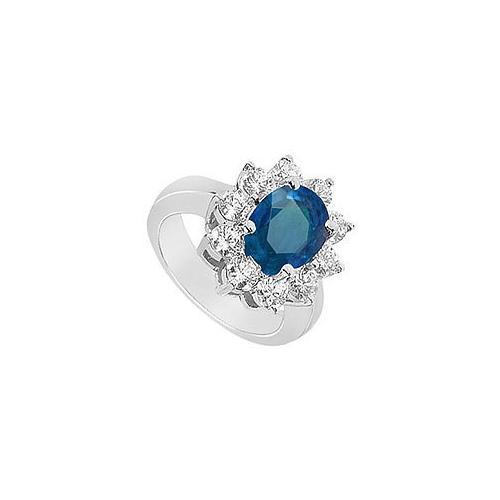 Sapphire and Diamond Engagement Ring in 14K White Gold 2.50 CT TGW-JewelryKorner-com