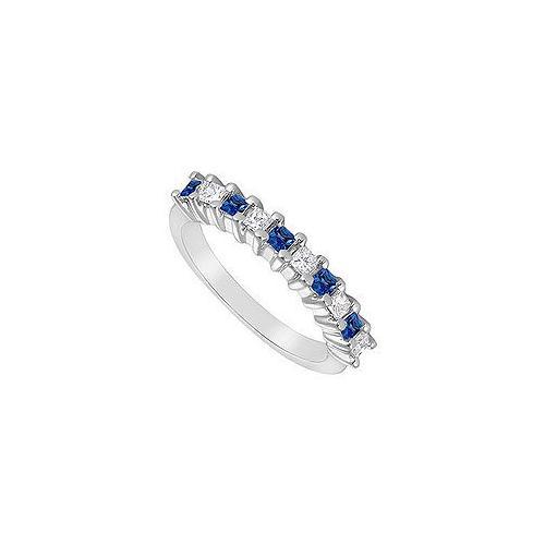Sapphire and Diamond Ring : 14K White Gold - 0.50 CT TGW-JewelryKorner-com