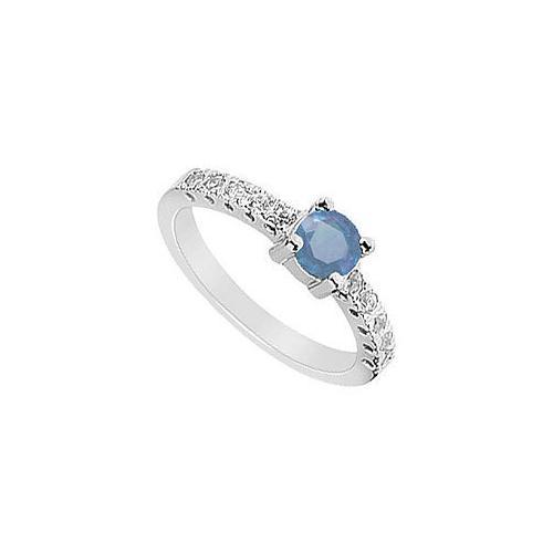 Sapphire and Diamond Ring : 14K White Gold - 0.75 CT TGW-JewelryKorner-com