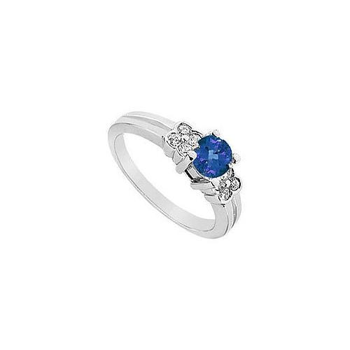 Sapphire and Diamond Ring : 14K White Gold - 0.75 CT TGW-JewelryKorner-com
