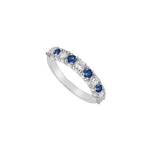 Sapphire and Diamond Ring : 14K White Gold - 1.00 CT TGW-JewelryKorner-com