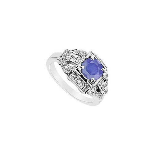 Sapphire and Diamond Ring : 14K White Gold - 1.25 CT TGW-JewelryKorner-com