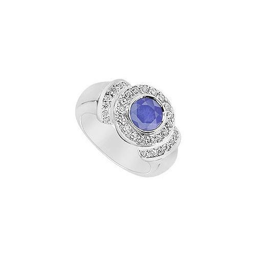 Sapphire and Diamond Ring : 14K White Gold - 1.50 CT TGW-JewelryKorner-com