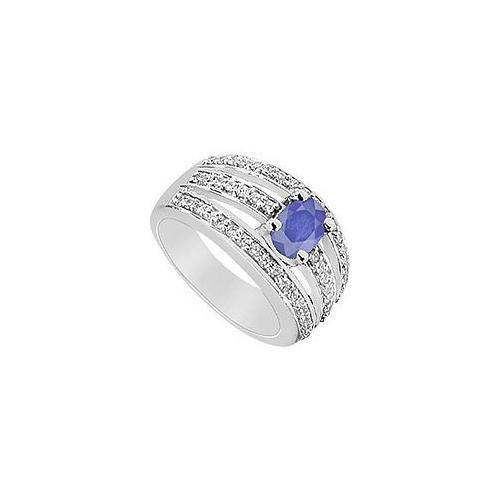 Sapphire and Diamond Ring : 14K White Gold - 1.50 CT TGW-JewelryKorner-com