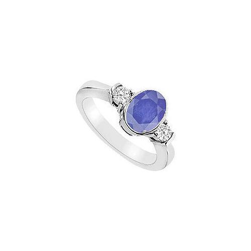 Sapphire and Diamond Ring : 14K White Gold - 1.75 CT TGW-JewelryKorner-com