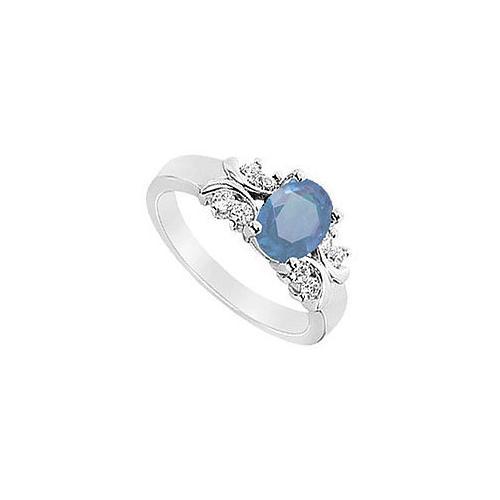 Sapphire and Diamond Ring : 14K White Gold - 1.75 CT TGW-JewelryKorner-com