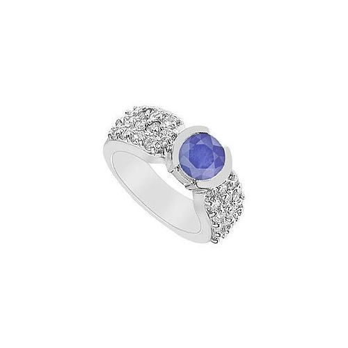 Sapphire and Diamond Ring : 14K White Gold - 2.00 CT TGW-JewelryKorner-com