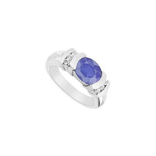Sapphire and Diamond Ring : 14K White Gold - 3.25 CT TGW-JewelryKorner-com