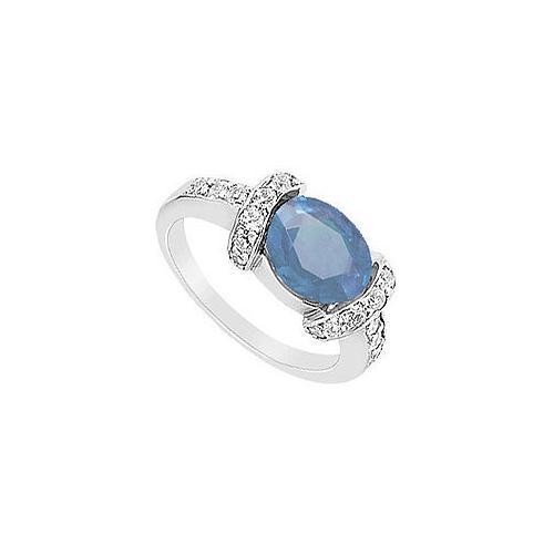 Sapphire and Diamond Ring : 14K White Gold - 3.50 CT TGW-JewelryKorner-com