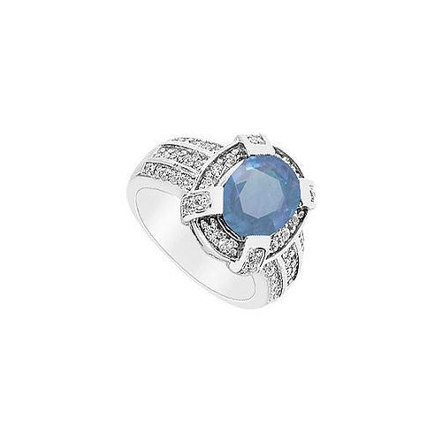Sapphire and Diamond Ring : 14K White Gold - 3.75 CT TGW-JewelryKorner-com