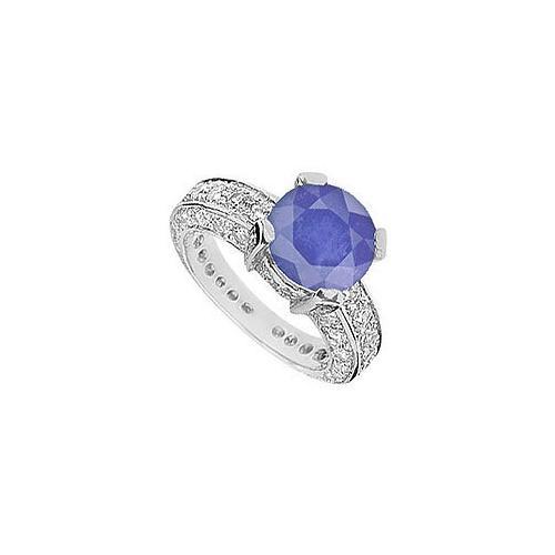 Sapphire and Diamond Ring : 14K White Gold - 5.00 CT TGW-JewelryKorner-com