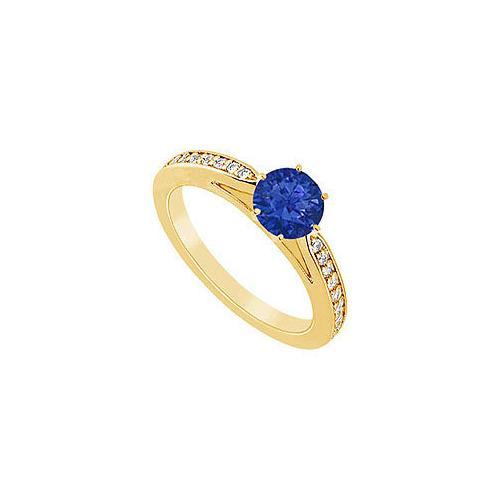 Sapphire and Diamond Ring : 14K Yellow Gold - 1.25 CT TGW-JewelryKorner-com