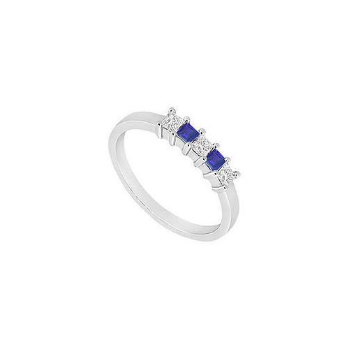 Sapphire and Diamond Wedding Band : 14K White Gold - 1.00 CT TGW-JewelryKorner-com