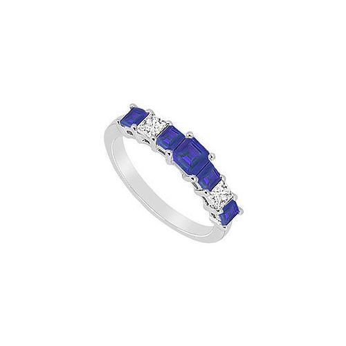 Sapphire and Diamond Wedding Band : 14K White Gold - 2.50 CT TGW-JewelryKorner-com
