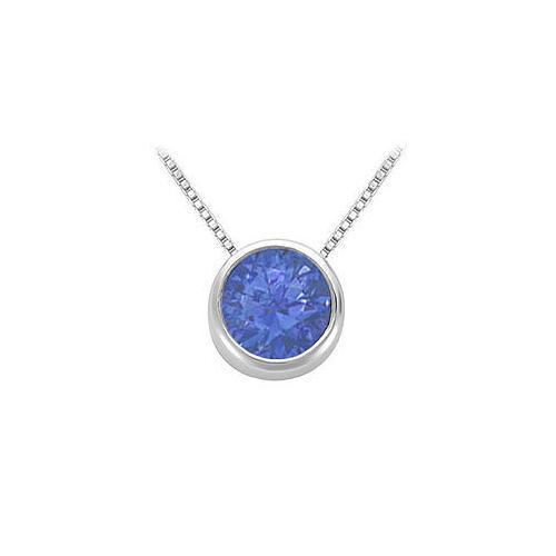 Sapphire Bezel-Set Solitaire Pendant in .925 Sterling Silver 1.00 CT TGW-JewelryKorner-com
