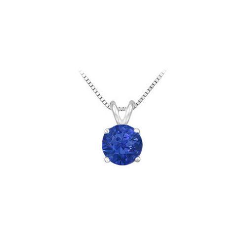 Sapphire Prong Set Sterling Silver Solitaire Pendant 1.00 CT TGW-JewelryKorner-com