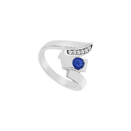 Sapphire Zig-Zag Ring : 14K White Gold - 0.33 CT TGW-JewelryKorner-com