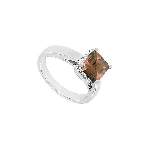 Smoky Topaz and Diamond Ring : 14K White Gold - 1.00 CT TGW-JewelryKorner-com