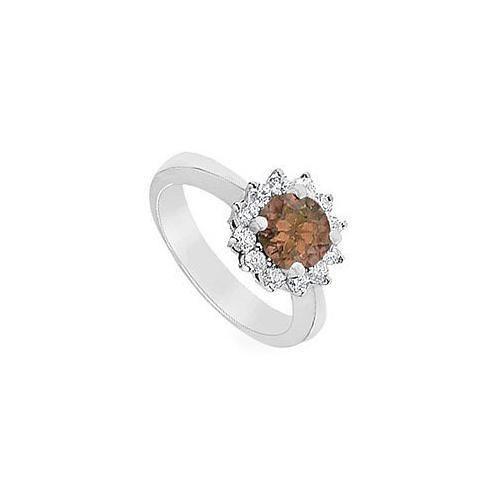 Smoky Topaz and Diamond Ring : 14K White Gold - 1.50 CT TGW-JewelryKorner-com