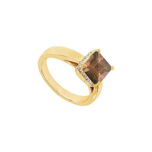 Smoky Topaz and Diamond Ring : 14K Yellow Gold - 1.00 CT TGW-JewelryKorner-com