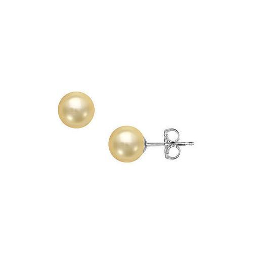 South Sea Pearl Stud Earrings : 18K White Gold 10 MM-JewelryKorner-com