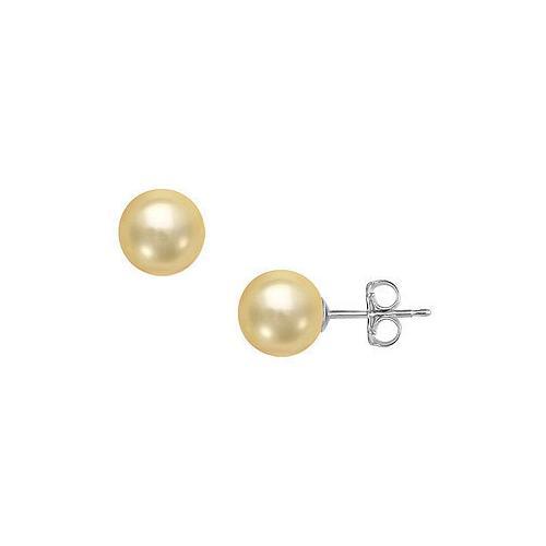 South Sea Pearl Stud Earrings : 18K White Gold 12 MM-JewelryKorner-com