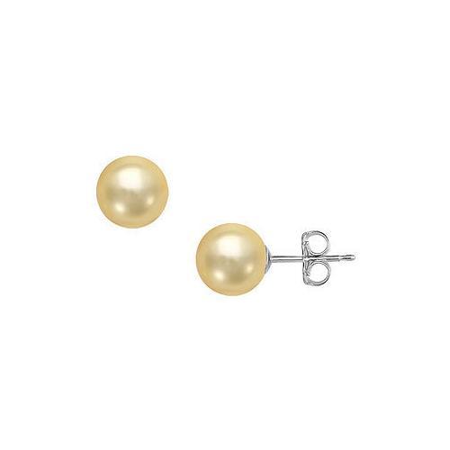 South Sea Pearl Stud Earrings : 18K White Gold 13 MM-JewelryKorner-com