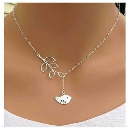 Spring has Sprung! Necklace and Chain with Sparrow and Tree Flying to the Nest-JewelryKorner-com