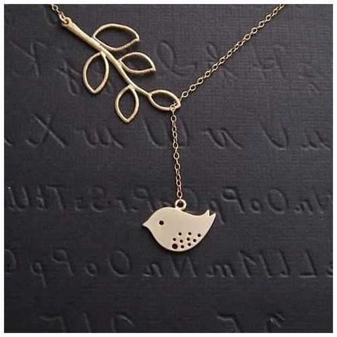 Spring has Sprung! Necklace and Chain with Sparrow and Tree Flying to the Nest-JewelryKorner-com