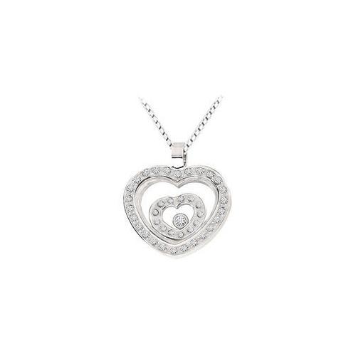Stainless Steel with Cubic Zirconia Heart Pendant-JewelryKorner-com