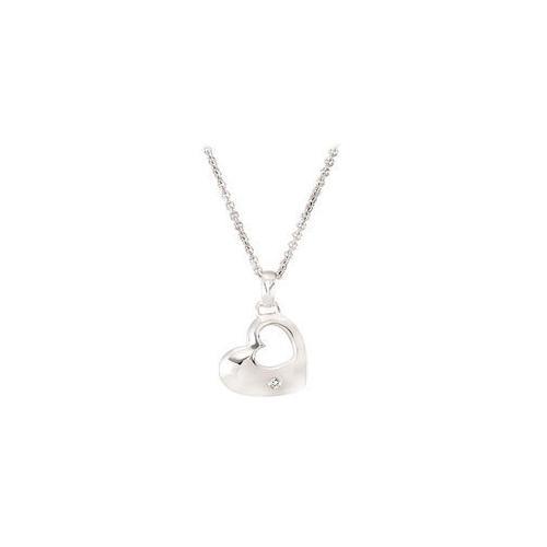 Sterling Silver 0.01 CT TW Diamond Heart 18" Necklace-JewelryKorner-com