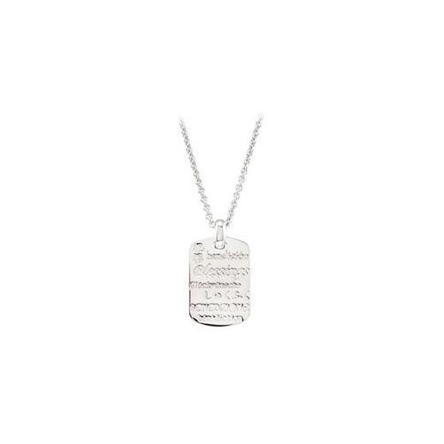 Sterling Silver 18" Blessings Necklace with 0.01 CT TW Diamond & Rhodium Plate - 26.01MM X 18.00-JewelryKorner-com