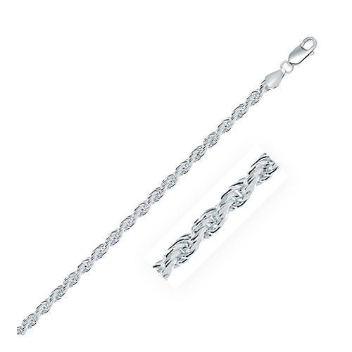 Sterling Silver 3.6mm Diamond Cut Rope Style Chain, size 22''-JewelryKorner-com