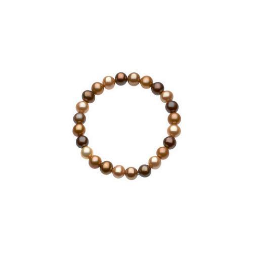 Sterling Silver and Freshwater Cultured Dyed Chocolate Pearl Bracelet - 7 Inch/ 8-9 MM-JewelryKorner-com