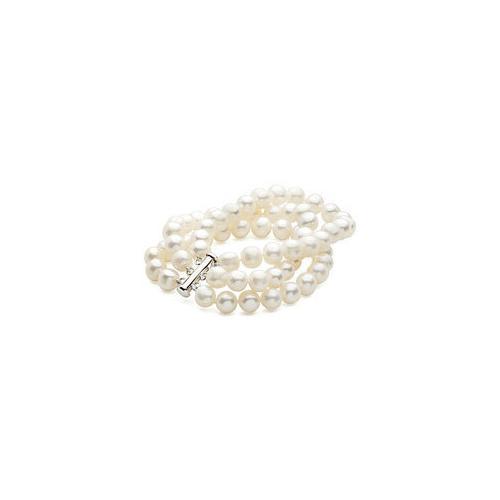Sterling Silver and Freshwater White Cultured Pearl Triple Strand Bracelet - 7.25 Inch / 8-9 MM-JewelryKorner-com