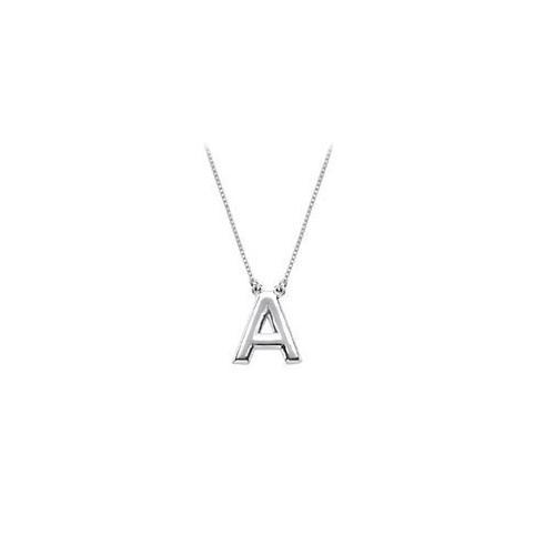 Sterling Silver Baby Charm A Block Initial Pendant-JewelryKorner-com