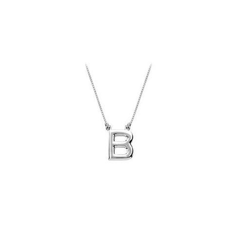 Sterling Silver Baby Charm B Block Initial Pendant-JewelryKorner-com