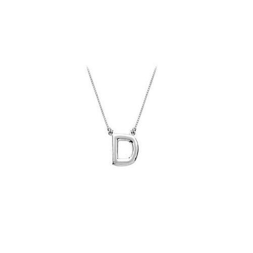 Sterling Silver Baby Charm D Block Initial Pendant-JewelryKorner-com