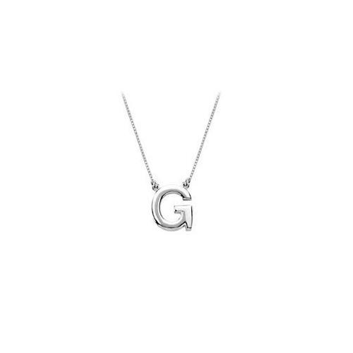 Sterling Silver Baby Charm G Block Initial Pendant-JewelryKorner-com