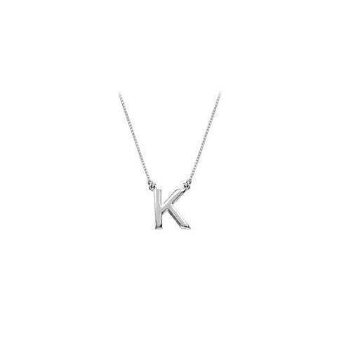 Sterling Silver Baby Charm K Block Initial Pendant-JewelryKorner-com