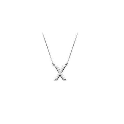 Sterling Silver Baby Charm X Block Initial Pendant-JewelryKorner-com