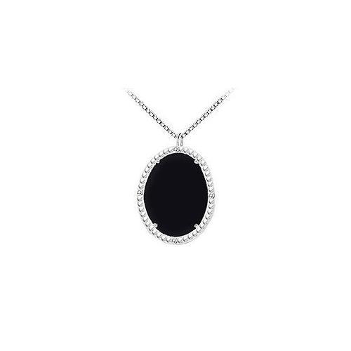 Sterling Silver Black Onyx and Cubic Zirconia Pendant 15.08 CT TGW-JewelryKorner-com