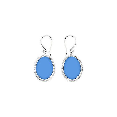 Sterling Silver Blue Chalcedony and Cubic Zirconia Earrings 30.16 CT TGW-JewelryKorner-com