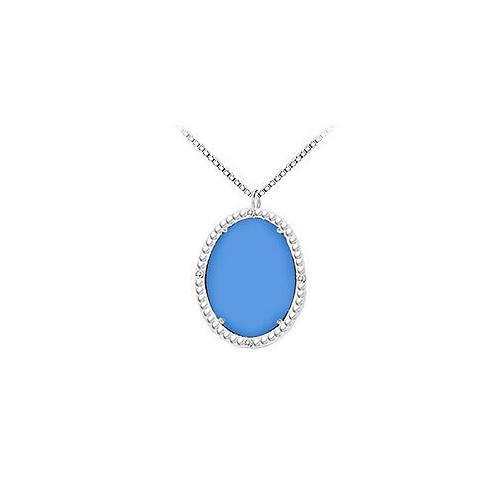 Sterling Silver Blue Chalcedony and Cubic Zirconia Pendant 15.08 CT TGW-JewelryKorner-com