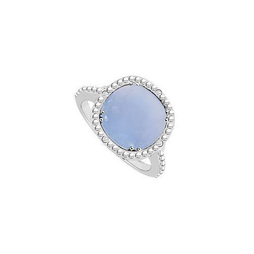 Sterling Silver Blue Chalcedony and Cubic Zirconia Ring 3.05 CT TGW-JewelryKorner-com