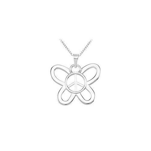Sterling Silver Butterfly Shaped Peace Sign Pendant-JewelryKorner-com
