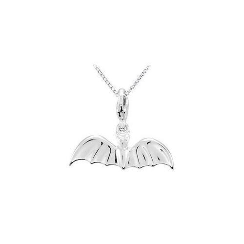 Sterling Silver Charming Animal Bat Charm Pendant-JewelryKorner-com