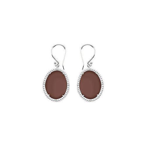 Sterling Silver Chocolate Chalcedony and Cubic Zirconia Earrings 30.16 CT TGW-JewelryKorner-com
