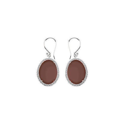 Sterling Silver Chocolate Chalcedony and Cubic Zirconia Earrings 31.00 CT TGW-JewelryKorner-com